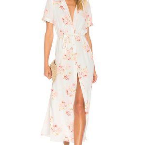 L’Academie Floral Maxi Shirt Dress